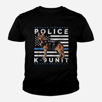 K9 Police Officer American Flag Thin Blue Line Youth T-shirt | Crazezy DE