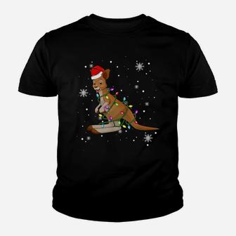 Kangaroo Christmas Funny Santa Hat Christmas Youth T-shirt | Crazezy UK