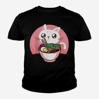 Kawaii Anime Cat Japanese Ramen Noodles Shirt Gift For Women Youth T-shirt | Crazezy