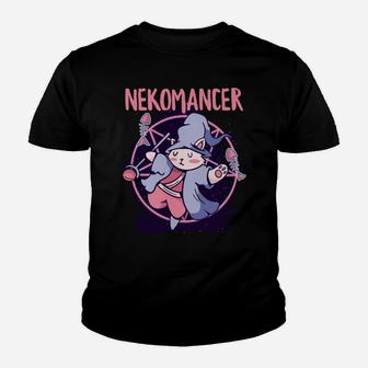 Kawaii Creepy Neko Wizard Nekomancer Funny Cute Cat Lovers Youth T-shirt | Crazezy DE