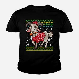 Kawaii Goat Wearing Ugly Christmas Sweater Sweatshirt Youth T-shirt | Crazezy UK