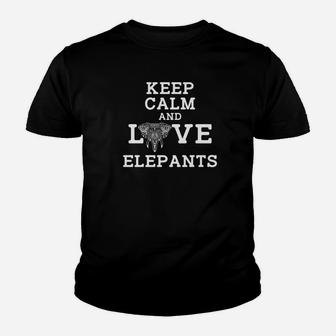 Keep Calm And Love Elephants Elephant Lover Gifts Youth T-shirt - Thegiftio UK