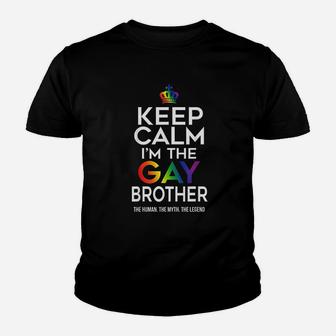 Keep Calm Brother Pride Flag Youth T-shirt | Crazezy