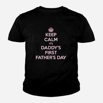 Keep Calm Daddys First Fathers Day Youth T-shirt | Crazezy DE
