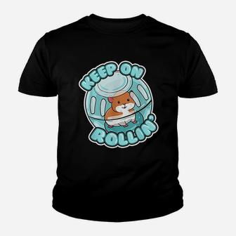 Keep On Rolling Cute Hamster Youth T-shirt | Crazezy