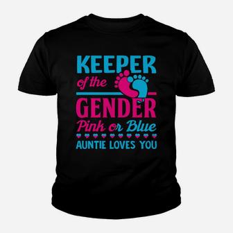 Keeper Of The Gender Auntie - Gender Reveal Party Youth T-shirt | Crazezy