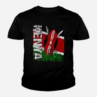Kenya Flag Vintage Distressed Kenya Youth T-shirt | Crazezy AU