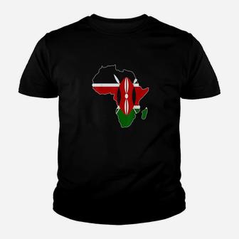 Kenyan Pride With Kenya Flag Clipped Inside Africa Map Youth T-shirt | Crazezy