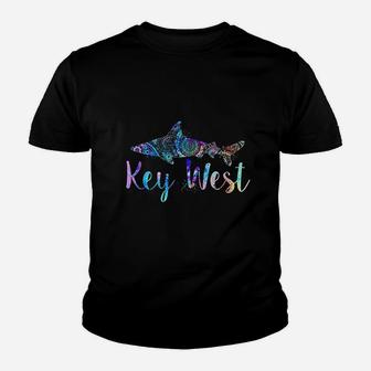 Key West Fl Shark Mandala Fishing Diving Vacation Souvenir Youth T-shirt | Crazezy