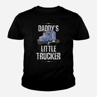 Kids Semi Truck Boys Gift Daddy's Little Trucker Youth T-shirt | Crazezy AU