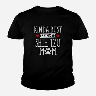Kinda Busy Shih Tzu Mom Youth T-shirt | Crazezy UK