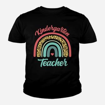 Kindergarten Teacher Funny Teaching Kinder Leopard Rainbow Youth T-shirt | Crazezy