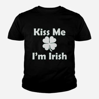 Kiss Me Im Irish Four Leaf Beer St Patricks Day Youth T-shirt | Crazezy