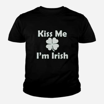 Kiss Me Im Irish Four Leaf Beer St Patricks Youth T-shirt | Crazezy