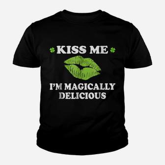 Kiss Me I'm Magically Delicious - St Patrick Day Youth T-shirt | Crazezy