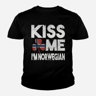 Kiss Me Im Norwegian St Patricks Day Norway Irish Gift Youth T-shirt | Crazezy CA
