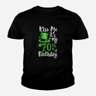 Kiss Me Its My 70Th Birthday St Patricks Day Shamrock Gift Youth T-shirt | Crazezy UK