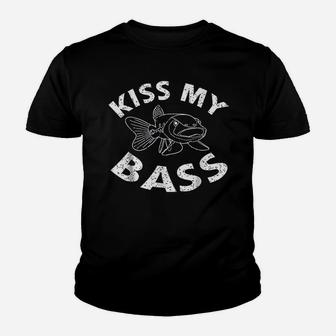 Kiss My Bass Funny Fishing Youth T-shirt | Crazezy UK