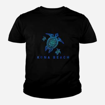 Kona Beach Hawaii Sea Blue Tribal Turtle Youth T-shirt | Crazezy