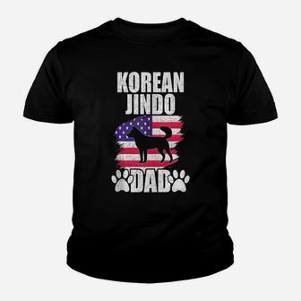 Korean Jindo Dad Dog Lover American Us Flag Youth T-shirt | Crazezy AU