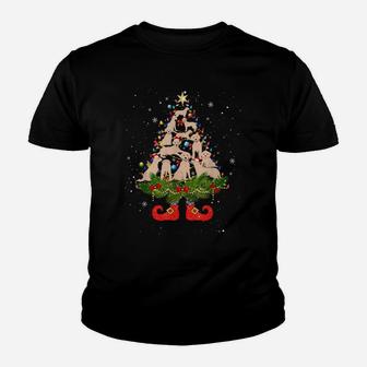 Labrador Christmas Tree Lights Funny Santa Hat Dog Lover Youth T-shirt | Crazezy CA