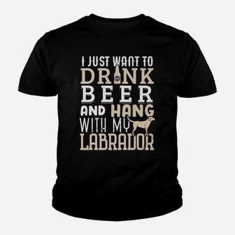 Labrador Dad Shirt Funny Father's Day Lab Retriever Dog Beer Youth T-shirt | Crazezy