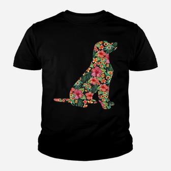 Labrador Flower Funny Dog Silhouette Floral Gifts Women Men Youth T-shirt | Crazezy CA