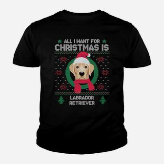 Labrador Retriever Santa Hat Ugly Sweater Xmas Youth T-shirt - Monsterry
