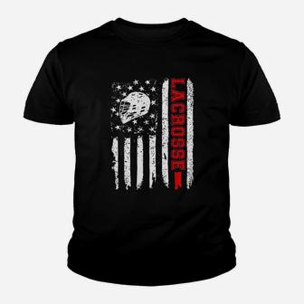 Lacrosse American Flag Distressed Youth T-shirt | Crazezy UK