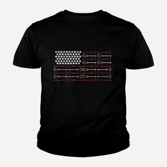 Lacrosse American Flag Lax Mom Design Youth T-shirt | Crazezy