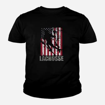 Lacrosse American Flag Youth T-shirt | Crazezy