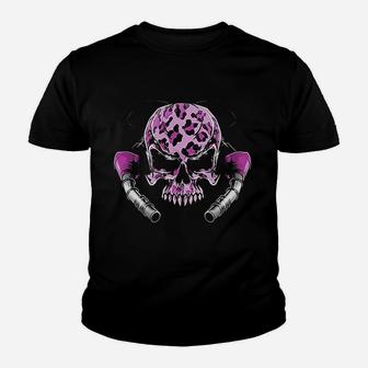 Ladies Skull Pink Youth T-shirt | Crazezy UK