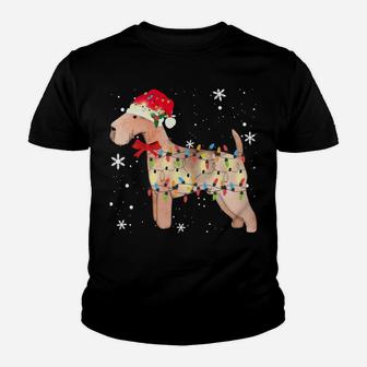 Lakeland Terrier Dog Christmas Light Xmas Mom Dad Gifts Sweatshirt Youth T-shirt | Crazezy UK