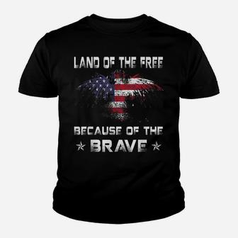 Land Of The Free Because Of The Brave Veteran Youth T-shirt | Crazezy