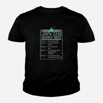 Lawn Care Hourly Rate Pricing Chart Funny Product Men Gifts Youth T-shirt | Crazezy