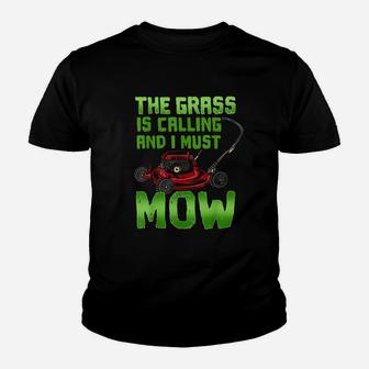 Lawn Mower I Grass Is Calling Youth T-shirt | Crazezy UK