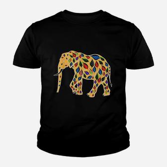 Leafy Elephant Cute Elephant Colorful Leaves Youth T-shirt | Crazezy CA