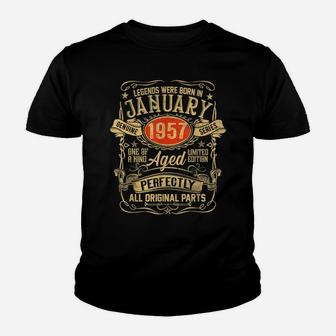 Legend January 1957 Vintage Gift 65 Year Old 65Th Birthday Youth T-shirt | Crazezy