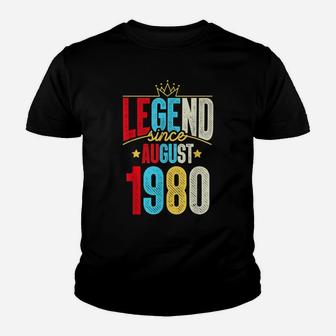 Legend Since August 1980 Bday Gifts 39Th Birthday Youth T-shirt | Crazezy