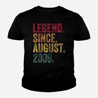 Legend Since August 2009 12Th Birthday Gift 12 Years Old Zip Hoodie Youth T-shirt | Crazezy