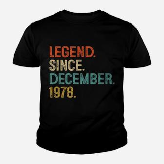 Legend Since December 1978 43 Year Old 43Rd Birthday Gifts Youth T-shirt | Crazezy