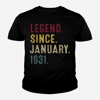 Legend Since January 1931 90Th Birthday Gift 90 Years Old Youth T-shirt | Crazezy CA