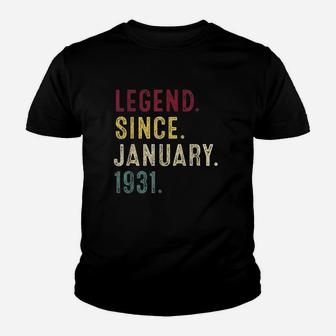 Legend Since January 1931 90Th Birthday Gift 90 Years Old Youth T-shirt | Crazezy
