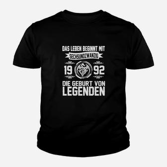 Legendäres 1992 Geburtstag Kinder Tshirt, Vintage 92er Jahre Motiv Tee - Seseable