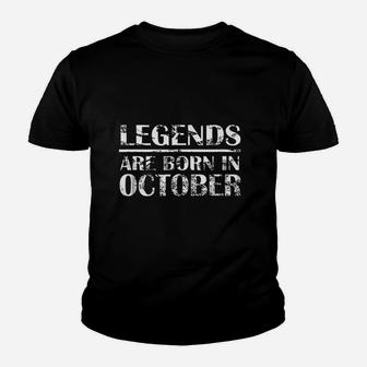 Legends Are Born In October Birthday Distressed Youth T-shirt | Crazezy