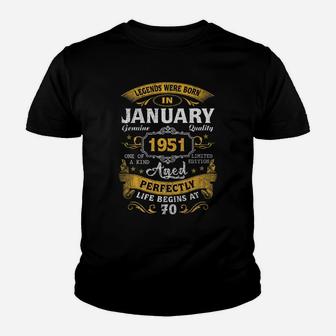 Legends Born In January 1951 70Th Birthday Gift 70 Yrs Old Youth T-shirt | Crazezy CA