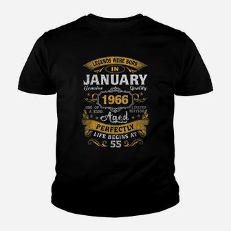 Legends Born In January 1966 55Th Birthday Gift 55 Yrs Old Youth T-shirt | Crazezy AU