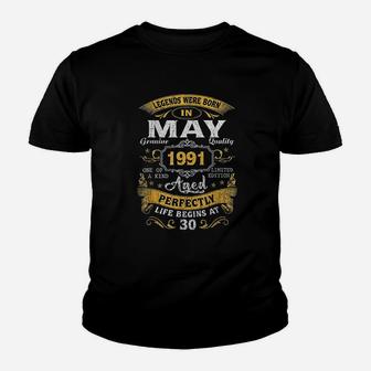 Legends Born In May 1991 30Th Birthday Youth T-shirt | Crazezy UK