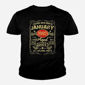 Legends January 1992 Gift 30 Year Old 30Th Birthday Gifts Youth T-shirt | Crazezy AU