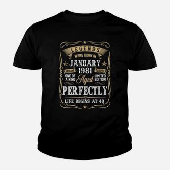 Legends Were Born In January 1981 40Th Birthday Gift Youth T-shirt | Crazezy